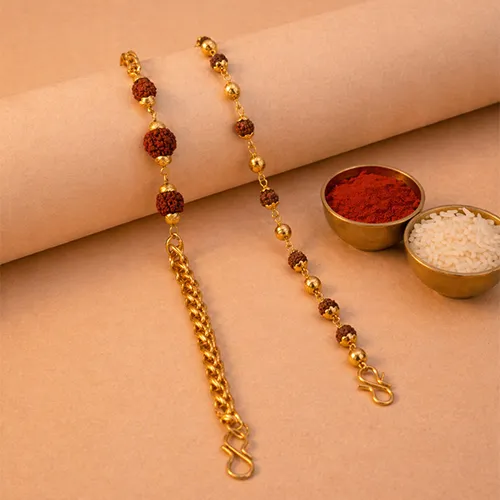 Shiv Blessing Rudraksha Rakhi Combo For Bhaiya & Bhabhi-Giftii
